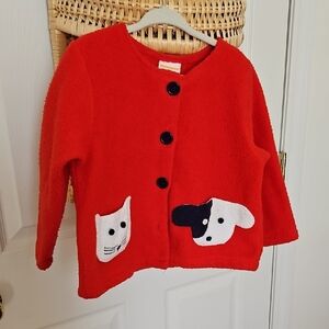 Red Kids Sweatshirt with Animal Pockets